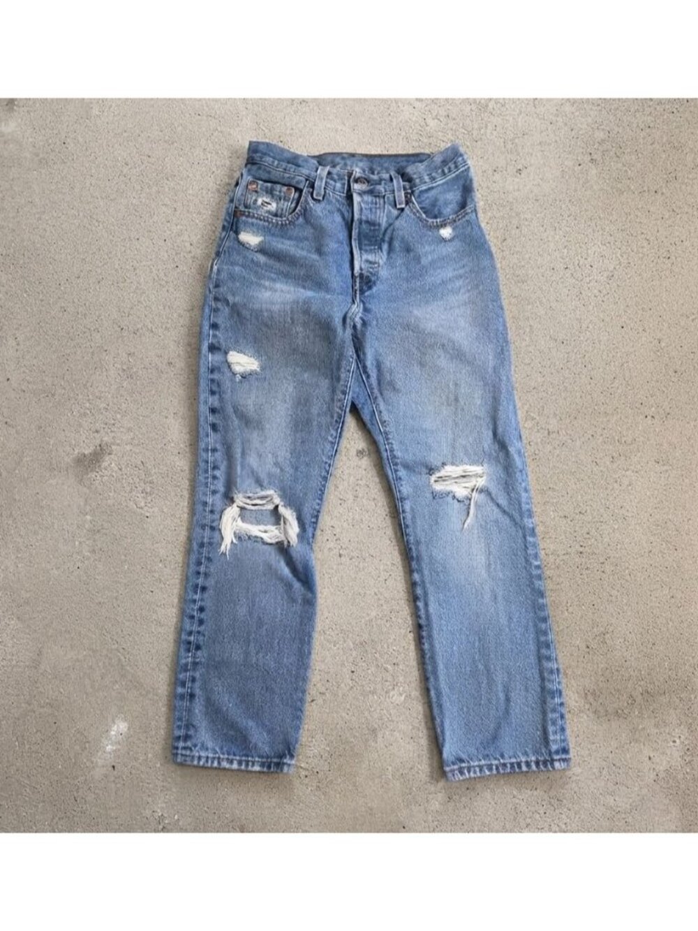 Women's - Levi's 501 Distressed Straight Leg Jeans, Size 25